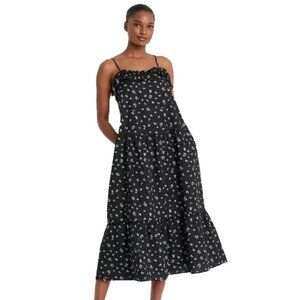 Who What Wear Women's Ruffle Sundress Black Floral M